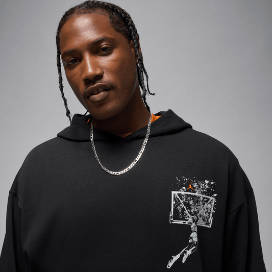 Jordan Brooklyn Men's Oversized Pullover Hoodie Black/Starfish – IF5853-010-S – product view 2