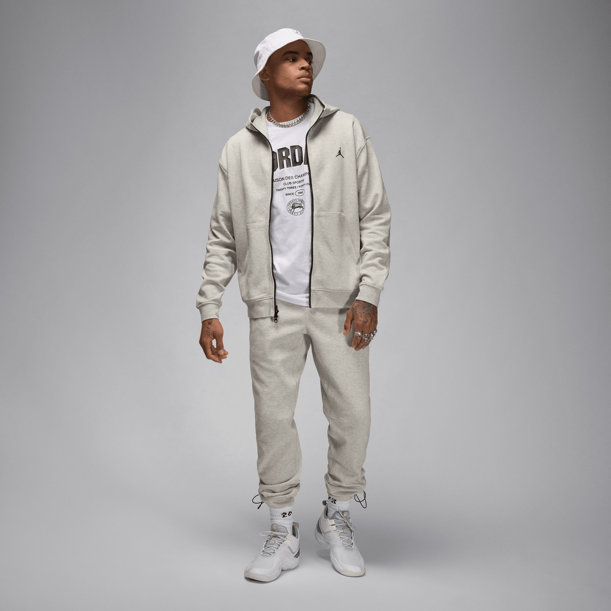 Jordan Sport Hoop Fleece Men's Dri-FIT Full-Zip Hoodie Grey Heather/Black – FV8602-050-2XL – product view 5