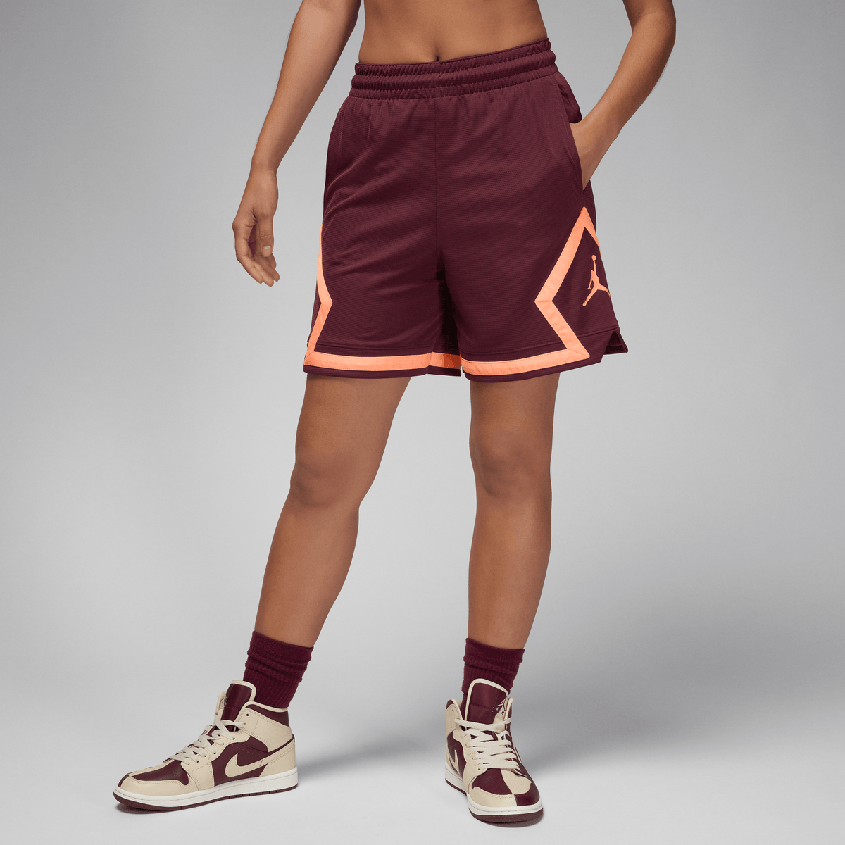 Jordan Sport Women's Diamond Shorts Night Maroon/Night Maroon/Orange Pulse/Orange Pulse – FB4588-681-XS – product image