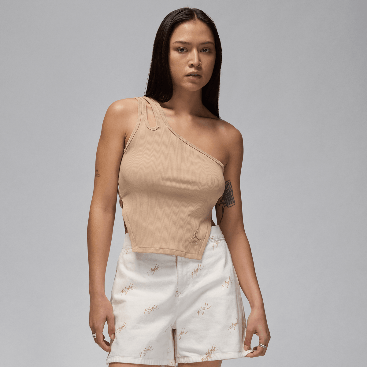 Jordan Women's Asymmetrical Ribbed Tank Legend Medium Brown – FN5798-244-XS – product image