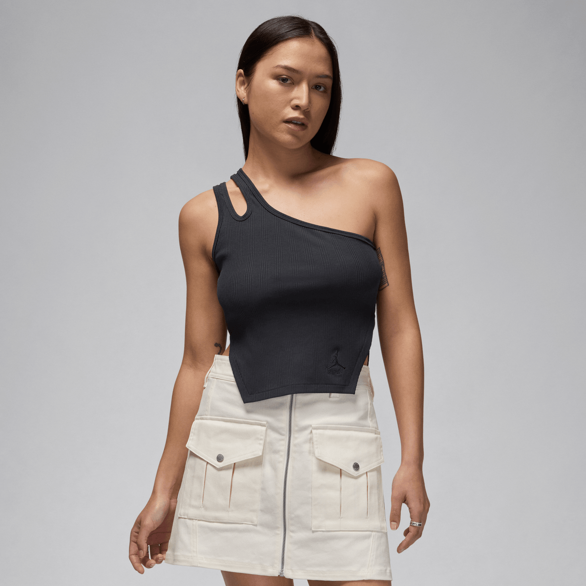 Jordan Women's Asymmetrical Ribbed Tank Off Noir – FN5798-045-XS – product image