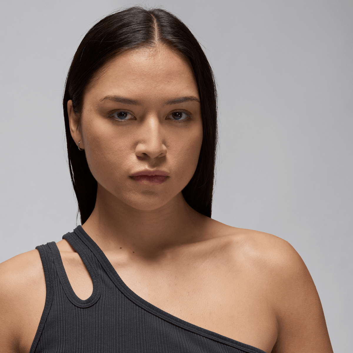 Jordan Women's Asymmetrical Ribbed Tank Off Noir – FN5798-045-XS – product view 3