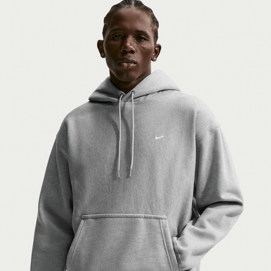 Nike Solo Swoosh Pullover Hoodie 'Dark Grey Heather/Light Smoke Grey/White' – HV1082-063-S – product view 2