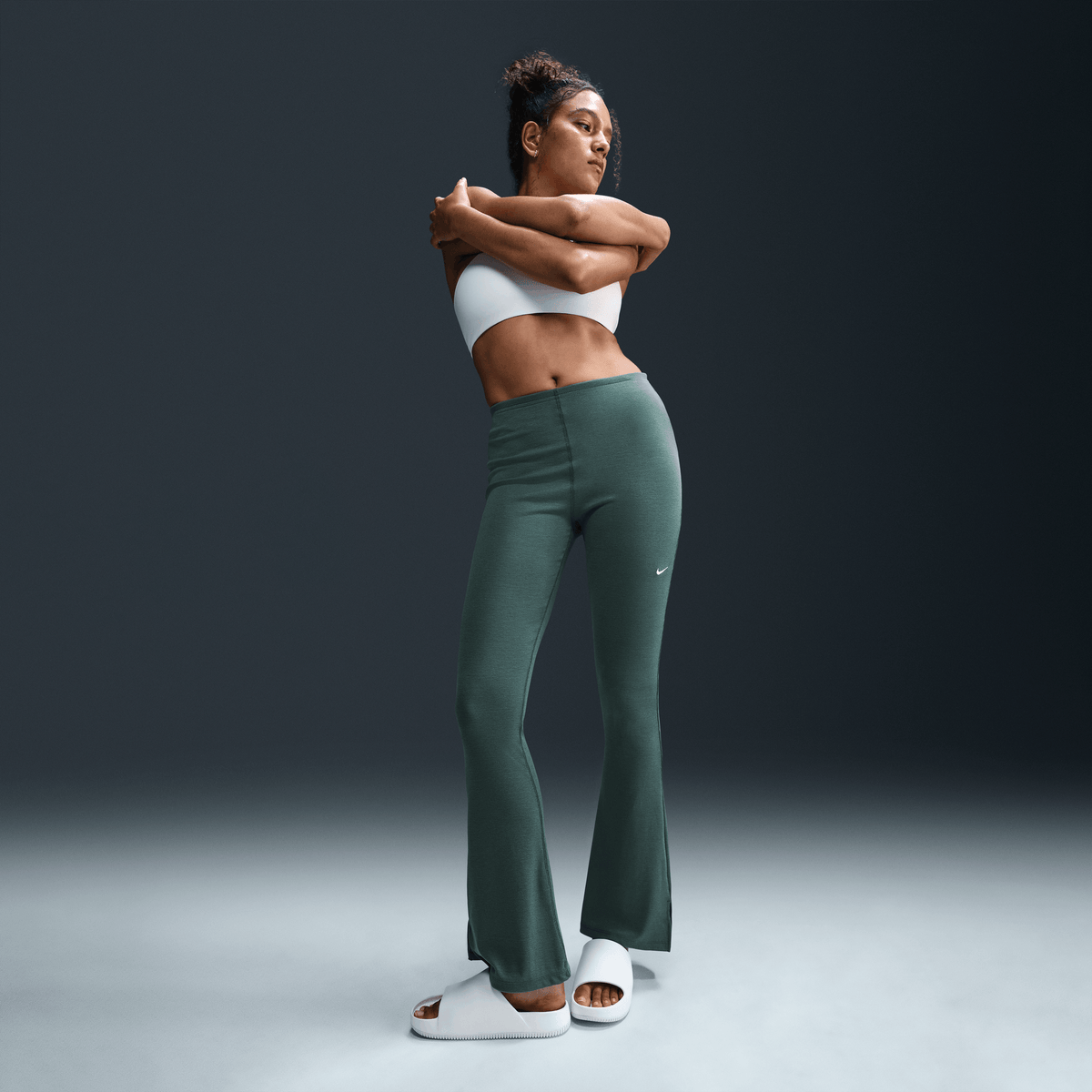 Nike Sportswear Chill Knit Women's Tight Mini-Rib Flared Leggings Vintage Green/Sail – FQ2113-338-XS – product view 5