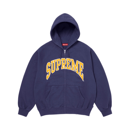 Supreme Cracked Raglan Zip-Up Hooded Sweatshirt – Washed Navy