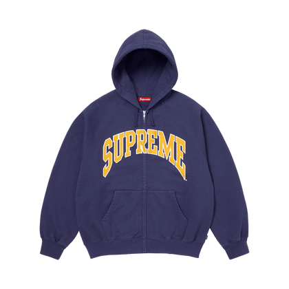 Supreme Cracked Raglan Zip-Up Hooded Sweatshirt – Washed Navy