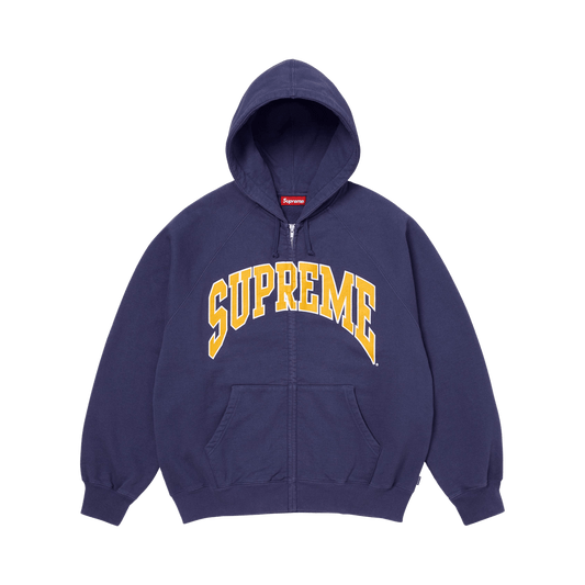 Supreme Cracked Raglan Zip-Up Hooded Sweatshirt – Washed Navy