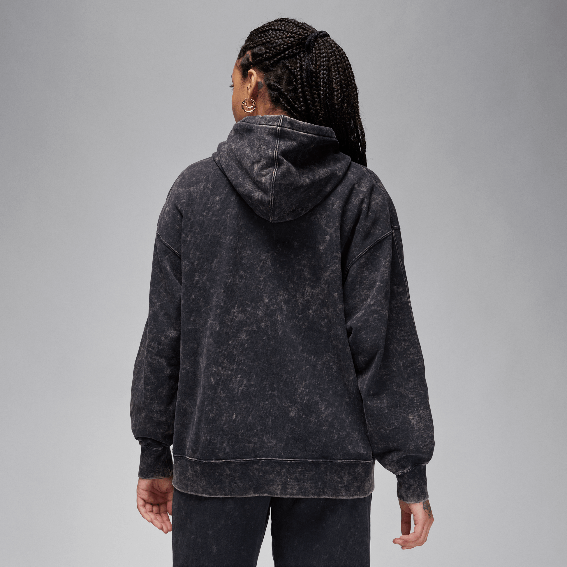 Jordan Flight Fleece Women's Satin-Lined Washed Hoodie Black – FN5738-010-XS – product view 2