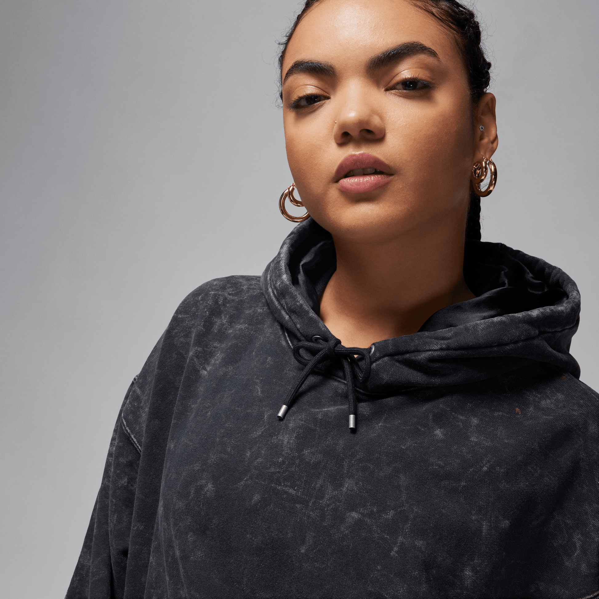 Jordan Flight Fleece Women's Satin-Lined Washed Hoodie Black – FN5738-010-XS – product view 3