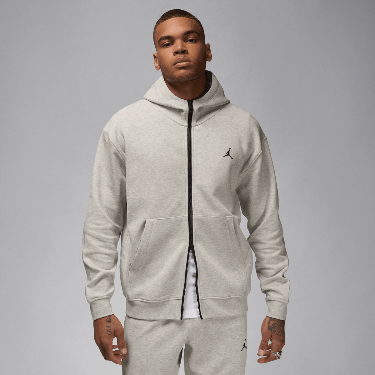 Jordan Sport Hoop Fleece Men's Dri-FIT Full-Zip Hoodie Grey Heather/Black – FV8602-050-2XL – product image