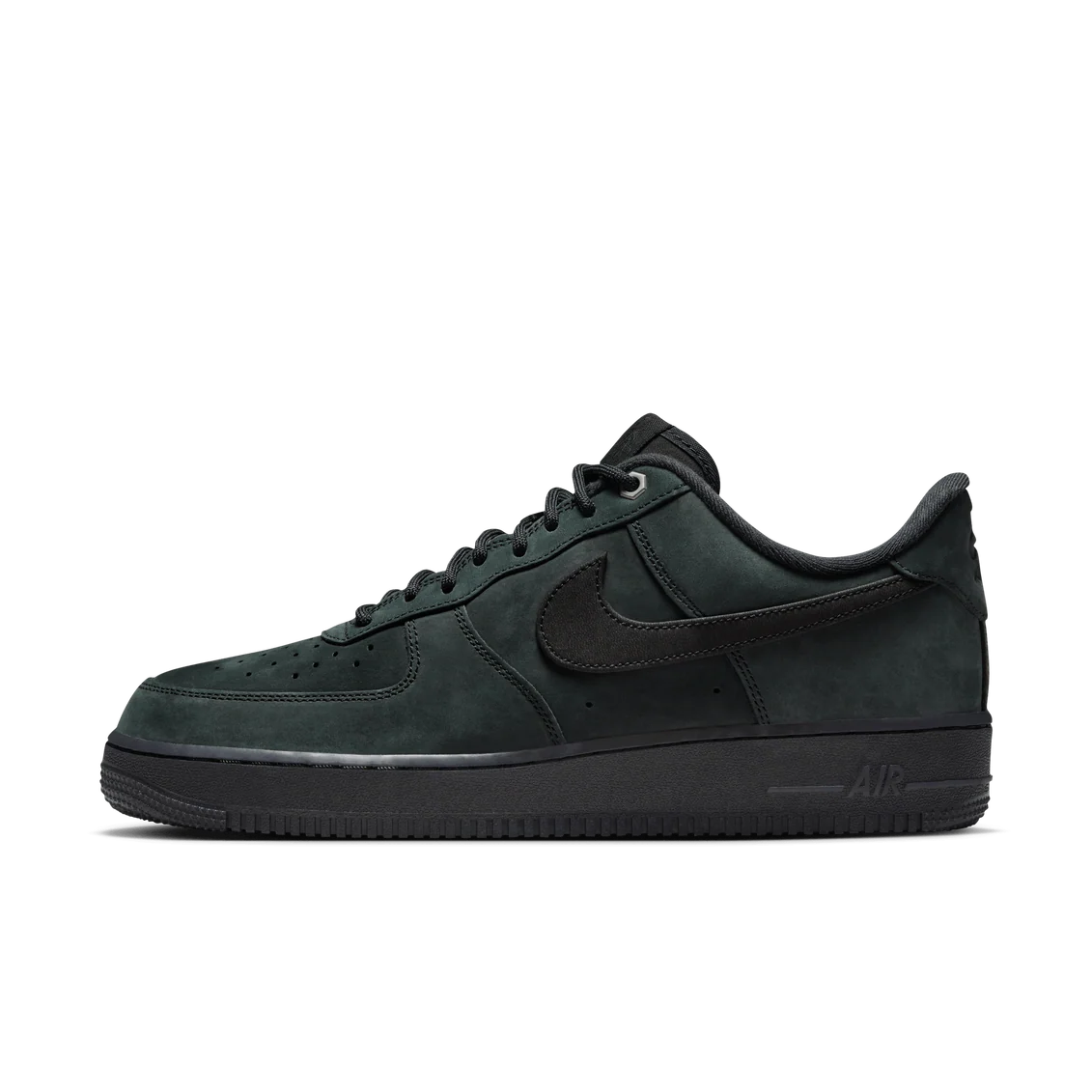 Nike Air Force 1 Low '07 WB Triple Black Nubuck CJ9179-001 close-up detail