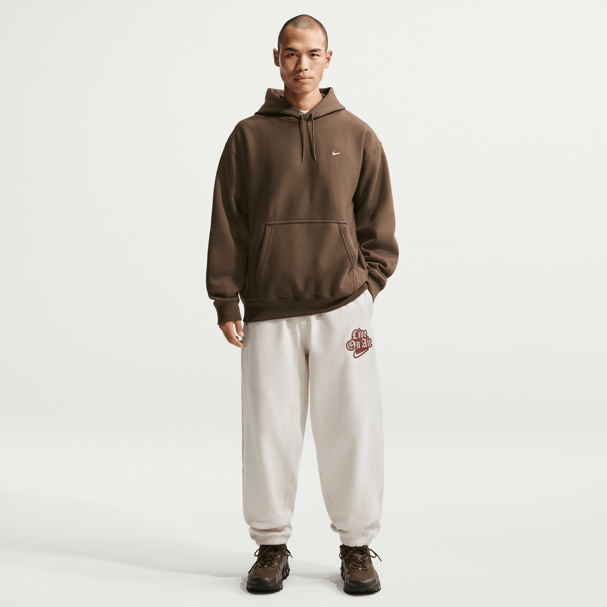 Nike Solo Swoosh Men's Pullover Hoodie Dark Hazel/White – HV1082-212-S – product image