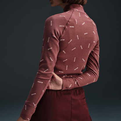 Nike Sportswear Collection Women's Slim 1/2-Zip Long-Sleeve Logo Top Red Sepia/Light Orewood Brown/Red Sepia – FV7821-218-XS – product view 5