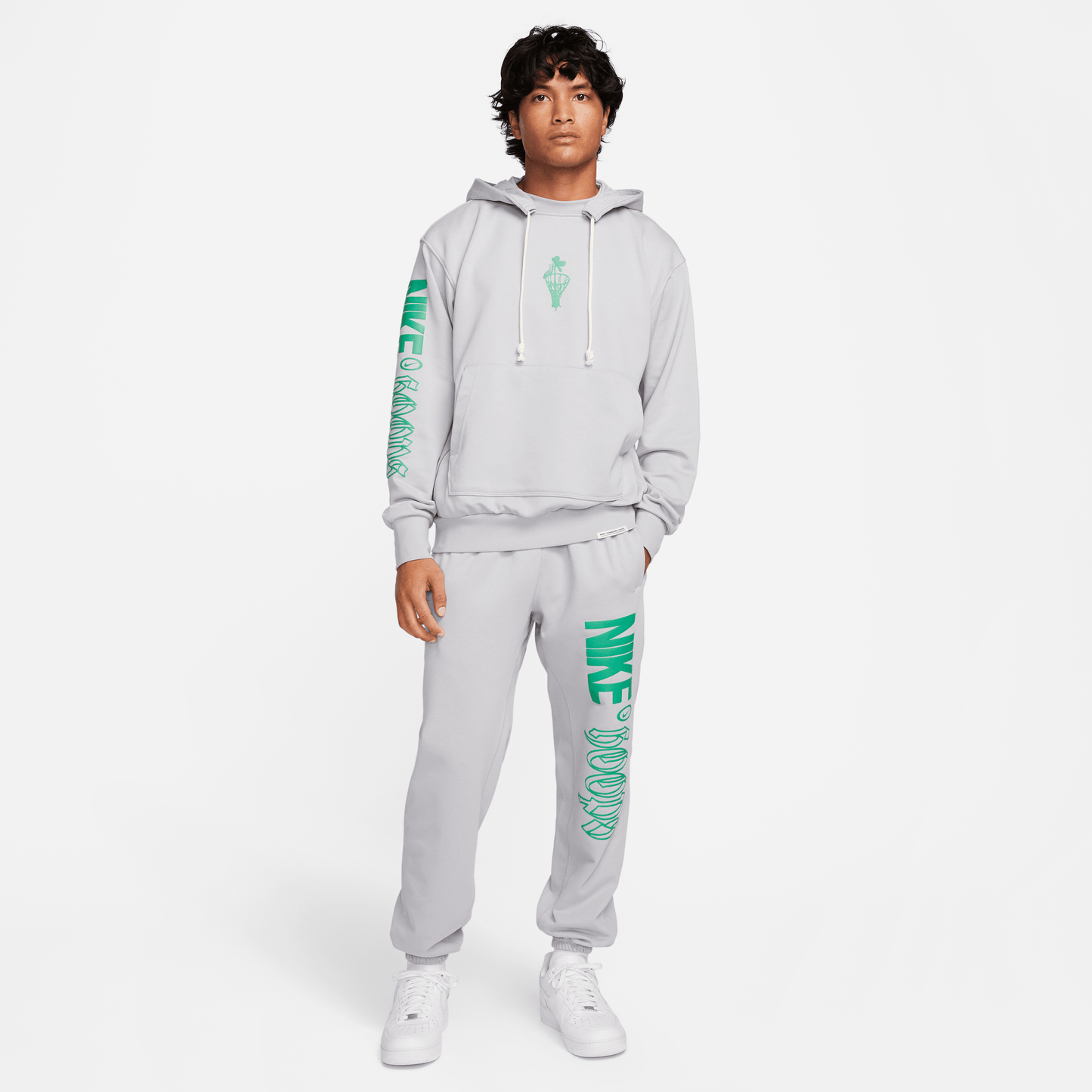 Nike Standard Issue Men's Dri-FIT Pullover Hoodie Wolf Grey/Stadium Green – FN2702-012-M – product view 5