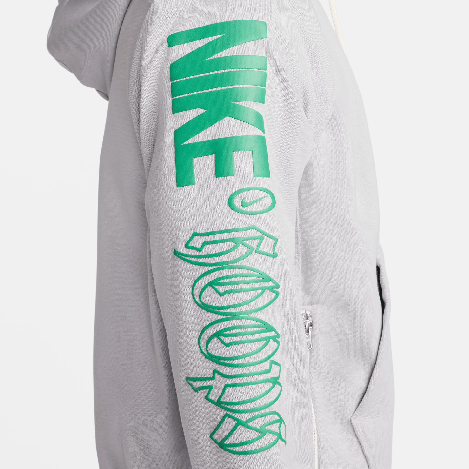 Nike Standard Issue Men's Dri-FIT Pullover Hoodie Wolf Grey/Stadium Green – FN2702-012-M – product view 3