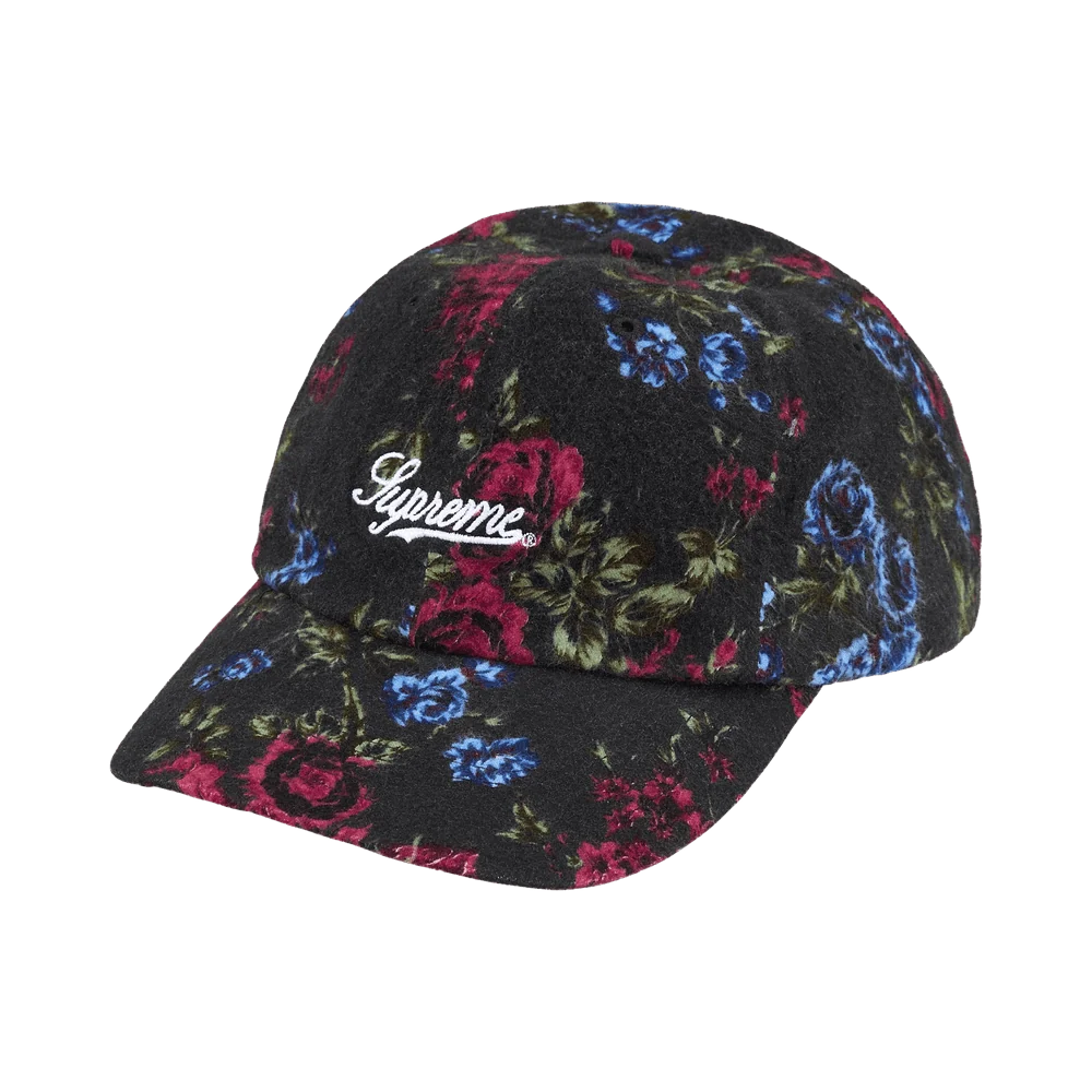 Supreme Floral Flannel 6-Panel Cap – Black
