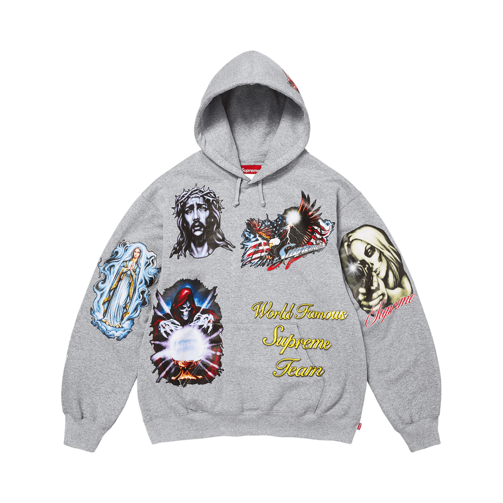 Supreme Stickers Hooded Sweatshirt Heather Grey – FW26SW67-HEATHER-GREY-S – product image