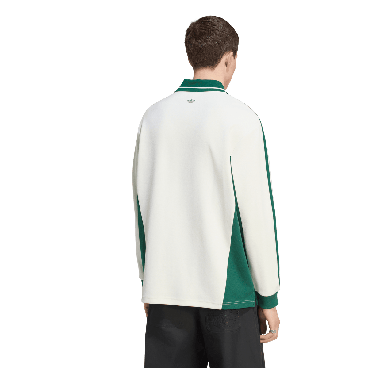 adidas Long Sleeved Polo Shirt Off White Dark Green – KW5688-S – product view 2