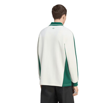 adidas Long Sleeved Polo Shirt Off White Dark Green – KW5688-S – product view 2