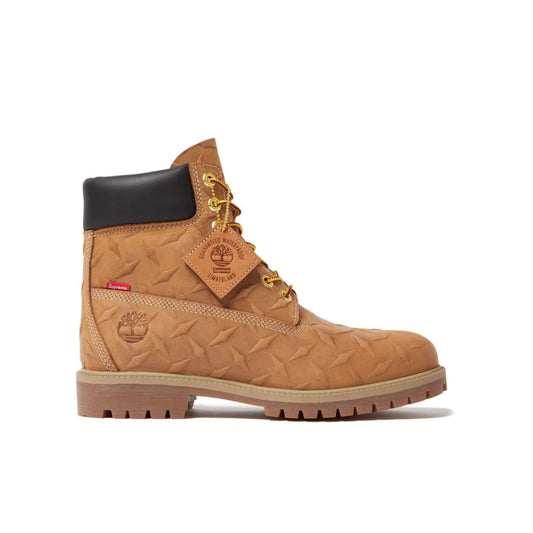 Supreme x Timberland 6 Inch Premium Waterproof Boot Embossed Diamond Plate Wheat